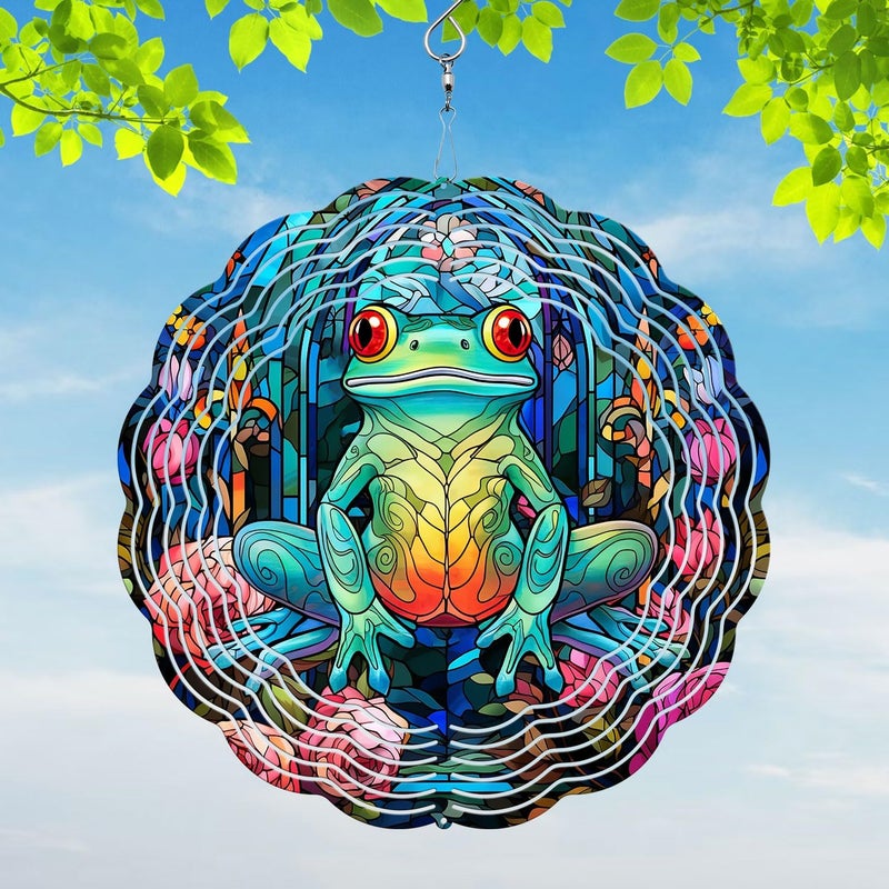 44memory Frog Yard and Garden Wind Spinner, Unique 3D Hanging Frog Wind Spinner - Image 1